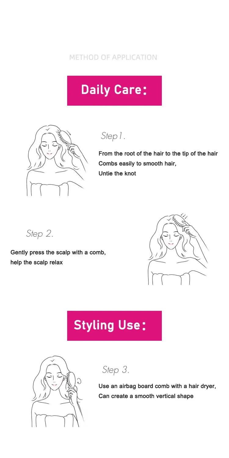 Airbag Scalp Massage Hairbrush - Wet Curly Detangle Salon Styling Comb - lily supply