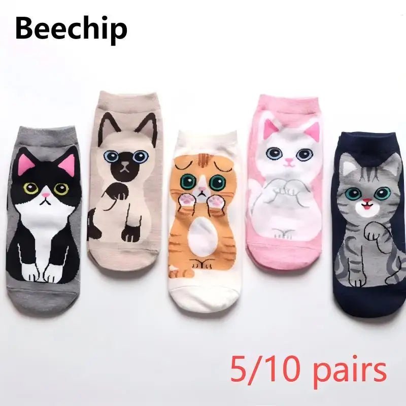Women's Cartoon Cat Ankle Socks – Cute Kawaii Casual Socks - lily supply