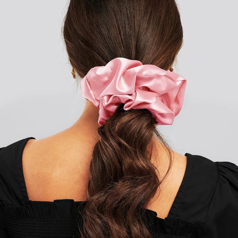 Fashion Oversize Solid Satin Scrunchie - Elastic Ponytail Holder - lily supply
