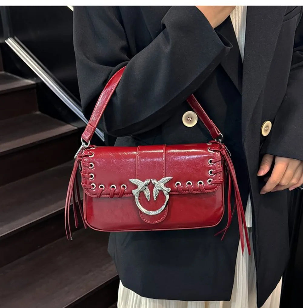 New 2026 Woven Swallow Bag Women Small Square Shoulder Bag Crossbody Purse Simple Retro Versatile Fashion Tote