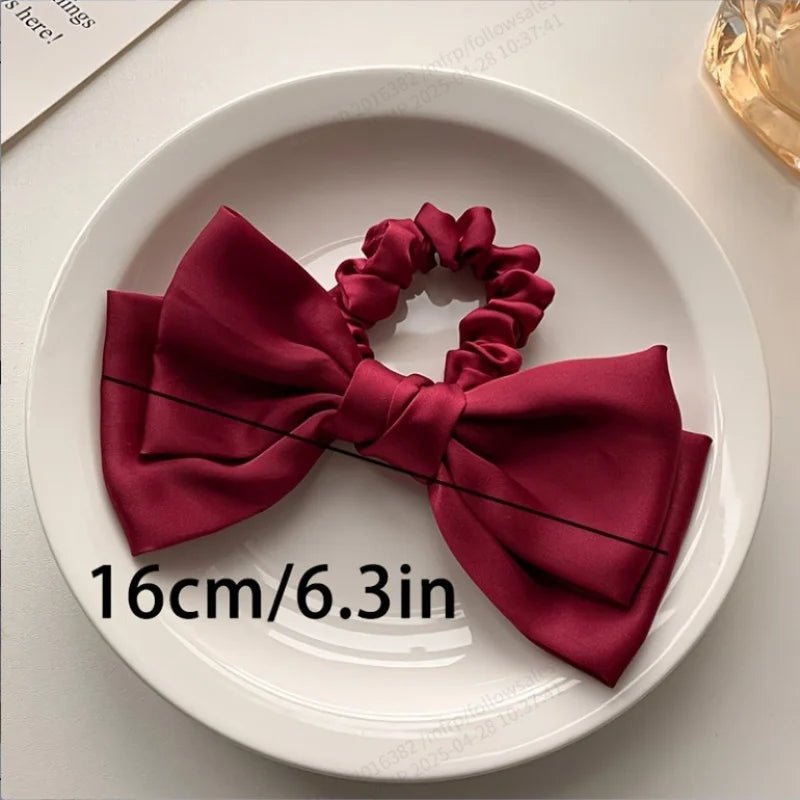 French Bow Scrunchie - Elastic Hair Tie with Ribbon Flutter - lily supply