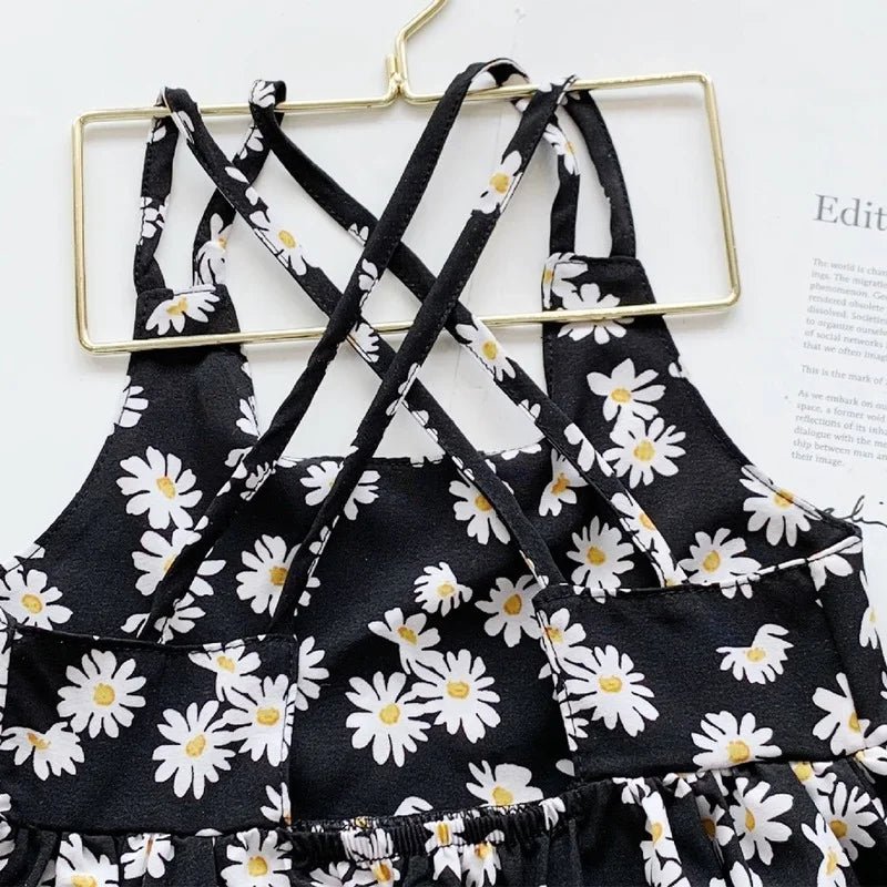 Girls Daisy Print Slip Sleeveless Dress | A - Line Summer Dress Ages 18M - 6Y - lily supply