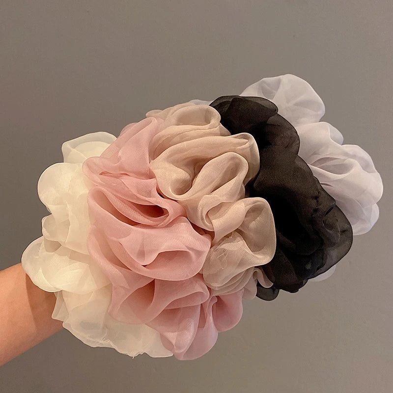 Oversized Organza Chiffon Scrunchie - Korean Large Elastic Hair Bands - lily supply