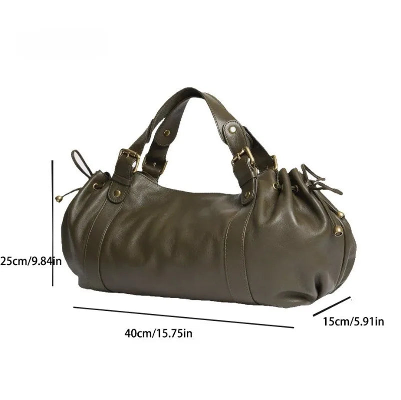 Women's Crossbody Simple Handbag Commuter Shoulder Boston Bag Stylish Versatile Work Bag Soft Polyester Interior