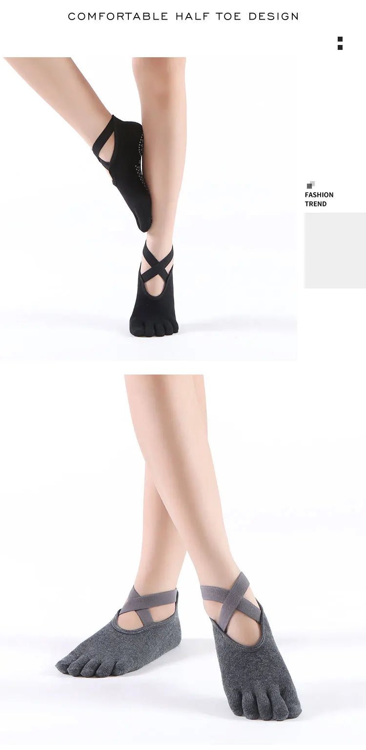Women's Anti - Slip Five Toe Yoga Socks - Pilates Ballet Dance Sports Socks - lily supply