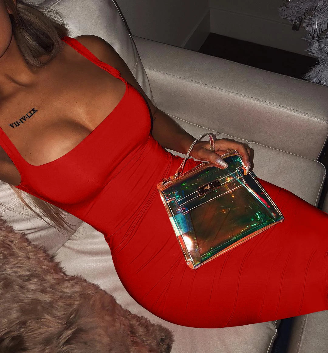 Summer Sexy Tank Top Dress - Sleeveless Midi Dress for Women
