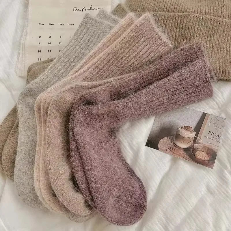 Women's Cashmere Wool Thermal Long Socks - Harajuku Style Winter Warm Sox - lily supply