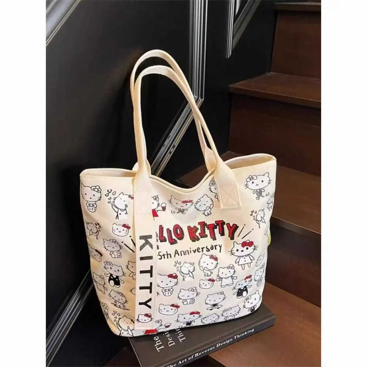 Sanrio Hello Kitty Canvas Tote Bag - Large Capacity Y2K Shoulder Bag