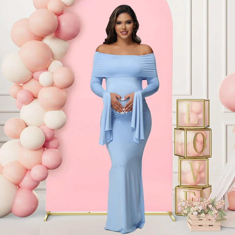 Women's Maternity Off Shoulder Maxi Gown