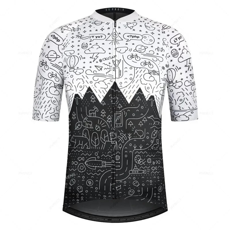 Men's Pro Team Cycling Jersey – Black Short Sleeve Summer Shirt - lily supply
