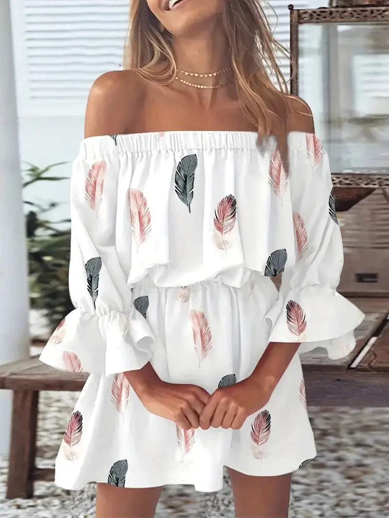 Women's Off Shoulder Floral Boho Backless Blouse