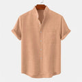 Men's Linen Short Sleeve Collared Shirt