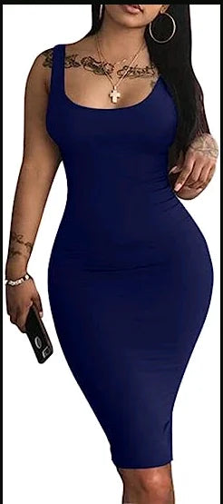 Summer Sexy Tank Top Dress - Sleeveless Midi Dress for Women