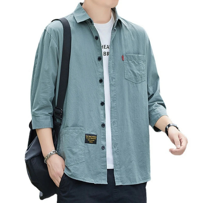 Men's Stand Collar Beach Style Summer Shirt