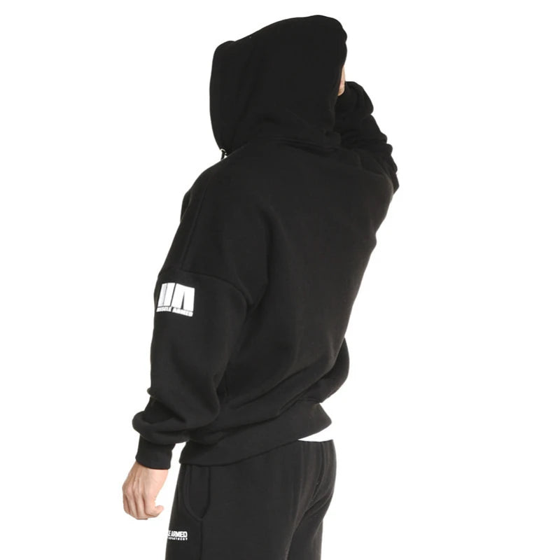Men's Oversized Zip Hooded Gym Sweatshirt - Loose Running Training Jacket