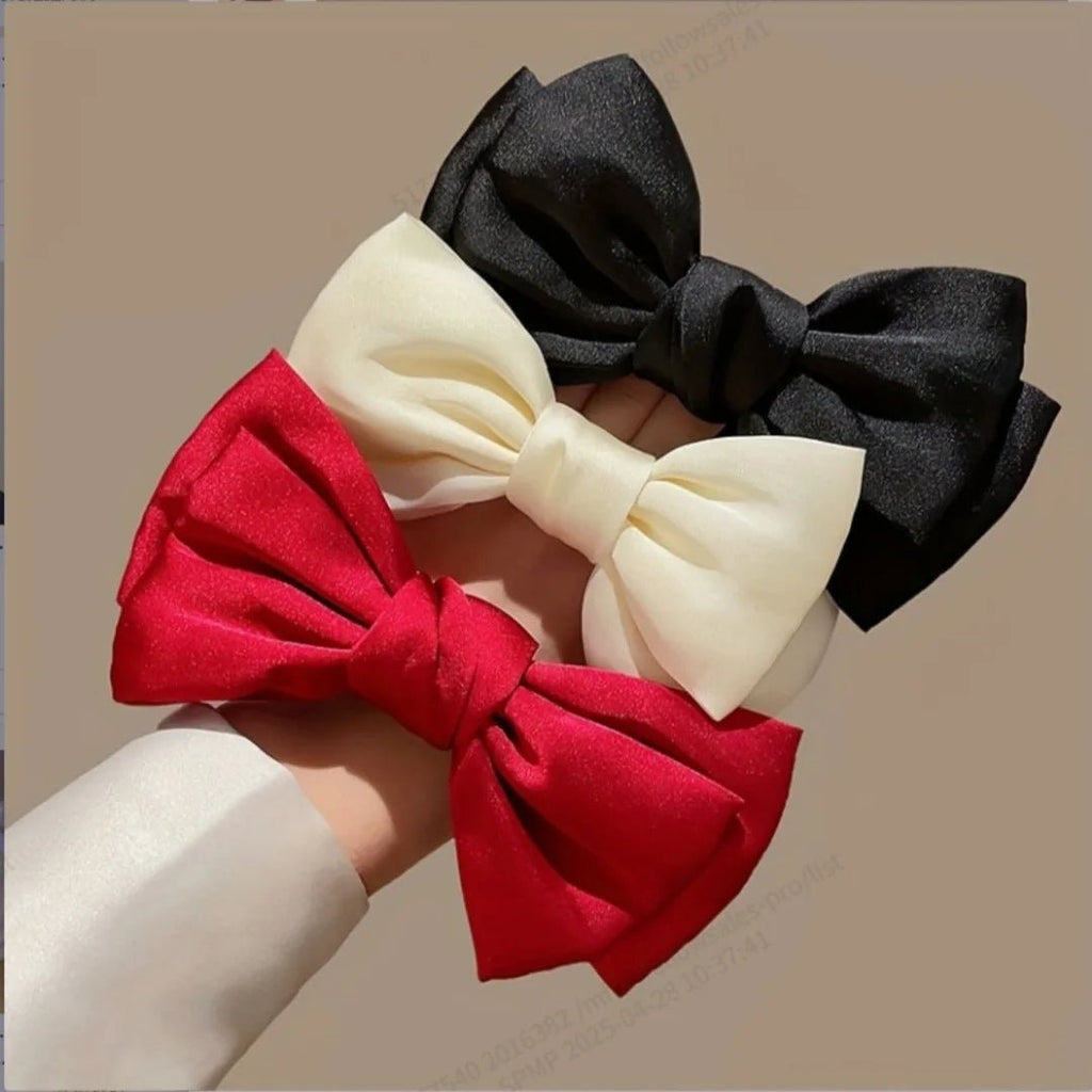 French Bow Scrunchie - Elastic Hair Tie with Ribbon Flutter - lily supply