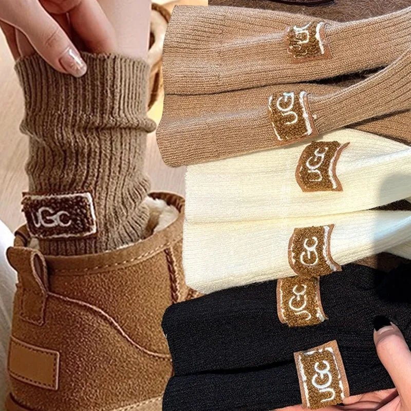 Women's Furry Heel Knitted Snow Boot Socks – Cosy Winter Boot Socks - lily supply