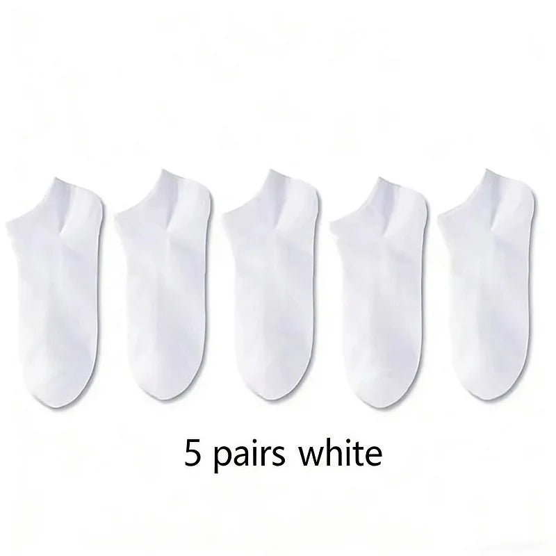 5 Pairs Women's No - Show Low - Cut Cotton Socks - Breathable Summer Solid Colours - lily supply