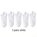5 Pairs Women's No - Show Low - Cut Cotton Socks - Breathable Summer Solid Colours - lily supply