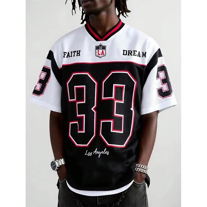 Men's 2025 V - Neck Jersey – Hip Hop Streetwear T-Shirt - lily supply