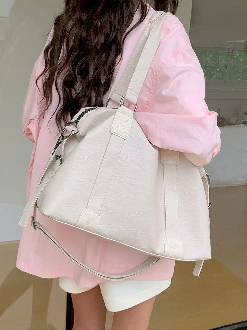 Women's Leather Vintage Shoulder Messenger Bag - Solid Simplicity Handbag