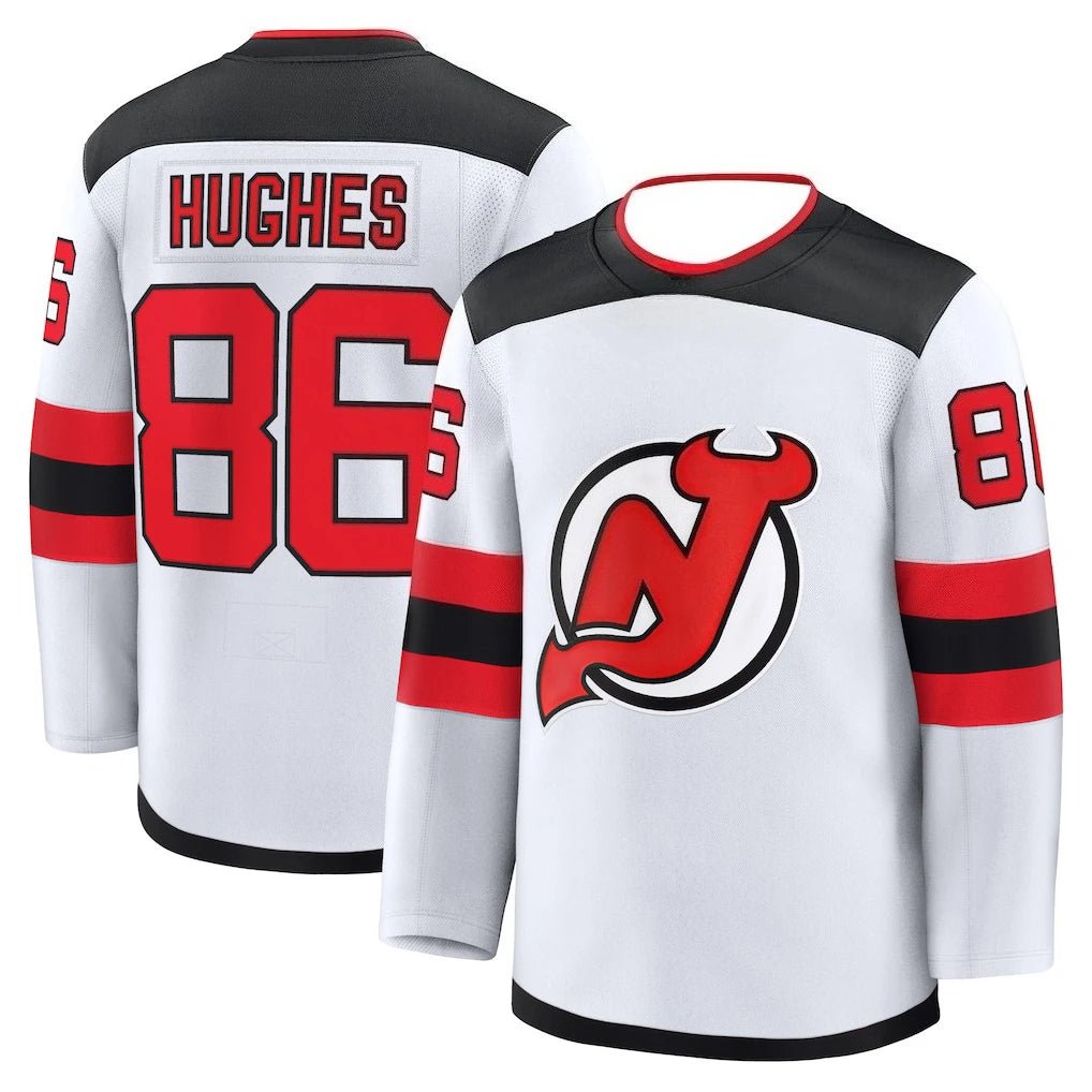 Hockey Jersey - Black with White/Red Accents "Hughes 86" Script "Jersey" Logo Comfortable Base Layer for Autumn and Winter - lily supply