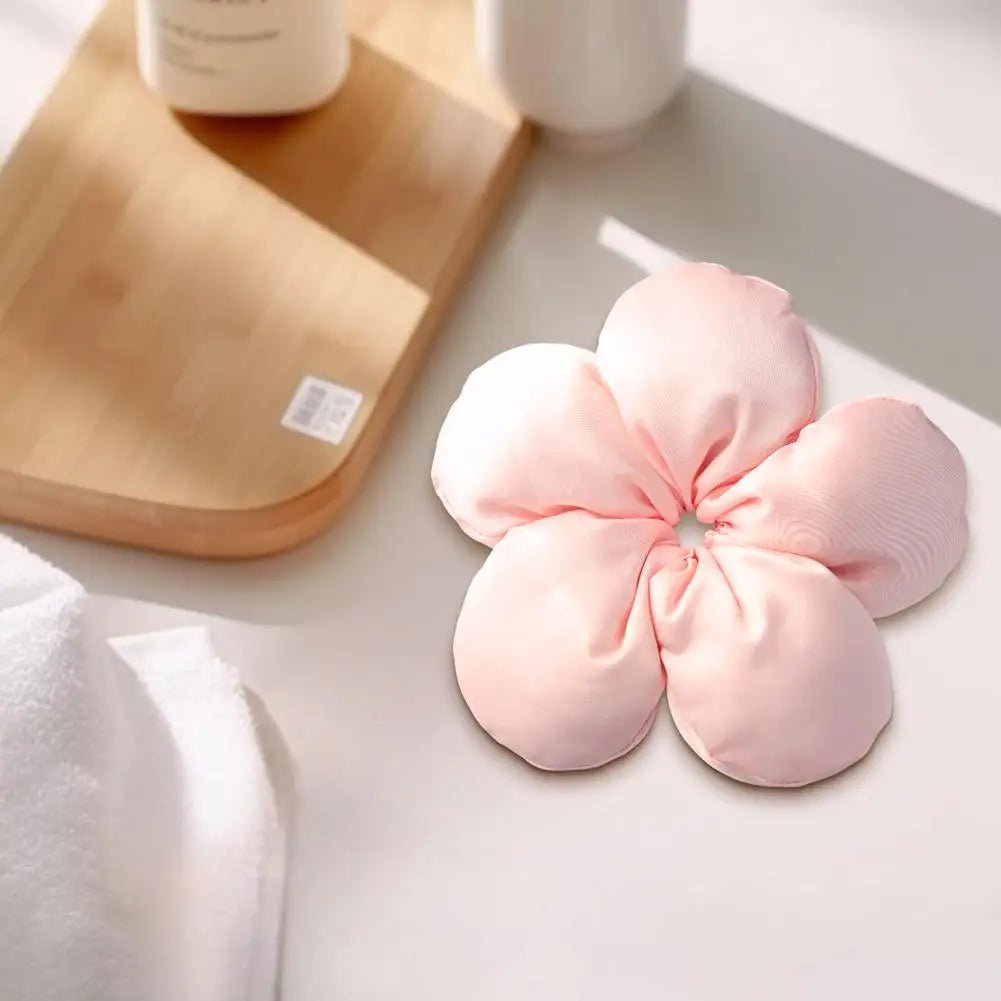 Pink Flower Sponge Scrunchie Hair Tie - Sweet Girl Hair Accessory - lily supply