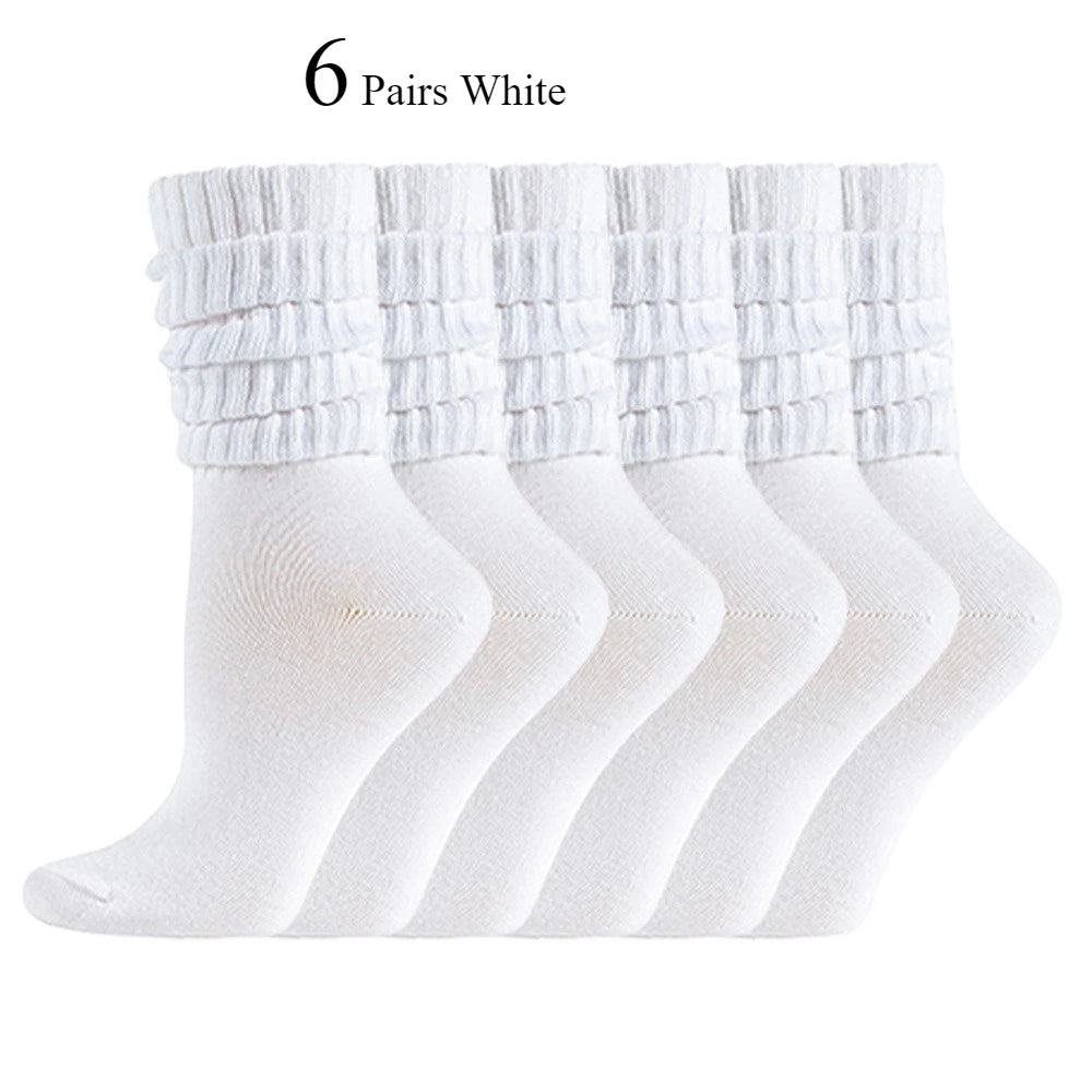 Women's Solid Stacked Knitted Socks – Mid - Calf Casual Socks - lily supply