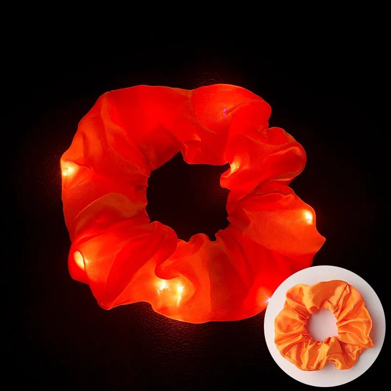 10pc LED Light Up Hair Scrunchie - Elastic Satin Party Ponytail Holder - lily supply