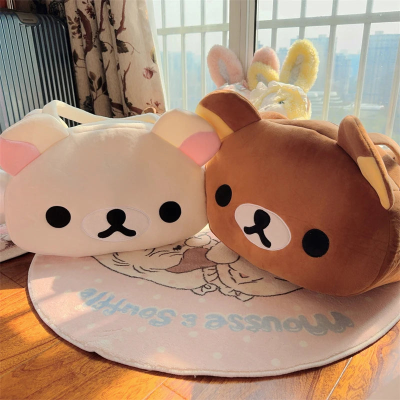 Kawaii Rilakkuma Plush Tote Bag - Cute Bear Cartoon Shoulder Bag