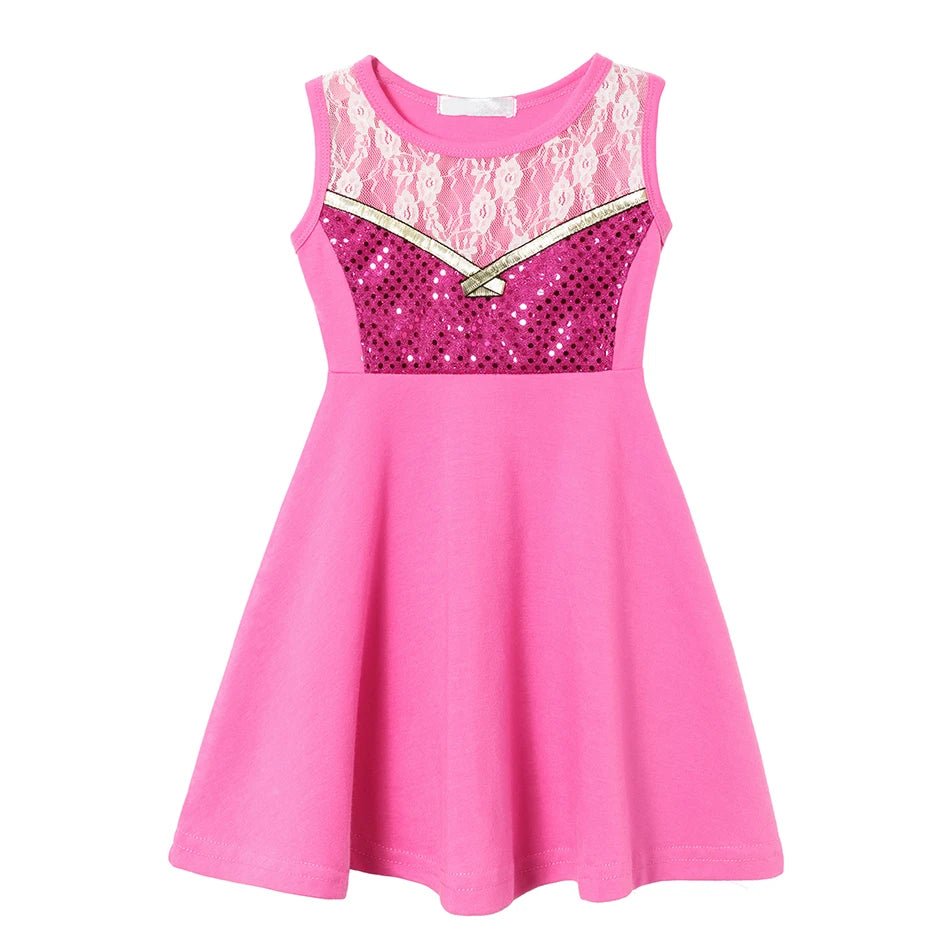 Children's Casual Dress for Girls Mermaid Rapunzel Dress One - Shoulder Sling Short Sleeve Princess Costume Summer Casual Vest - lily supply