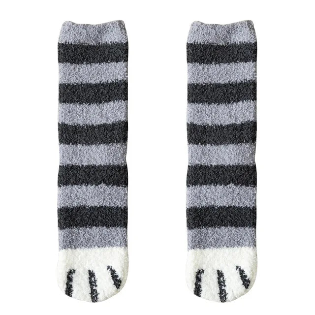Women's Kawaii 3D Dog & Cat Paw Fleece Socks – Cute Fluffy Socks