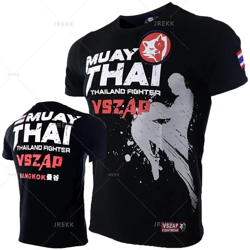 Muay Thai Boxing Sports T-Shirt - Running Fitness Outdoor Wrestling Tracksuit