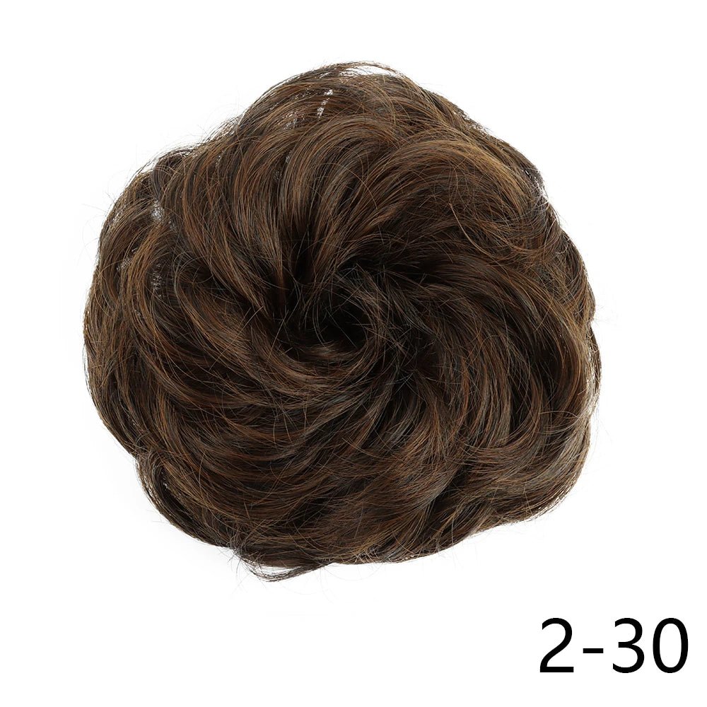 Synthetic Wavy Donut Hair Bun Wig - Curly Ponytail Extension Scrunchie - lily supply