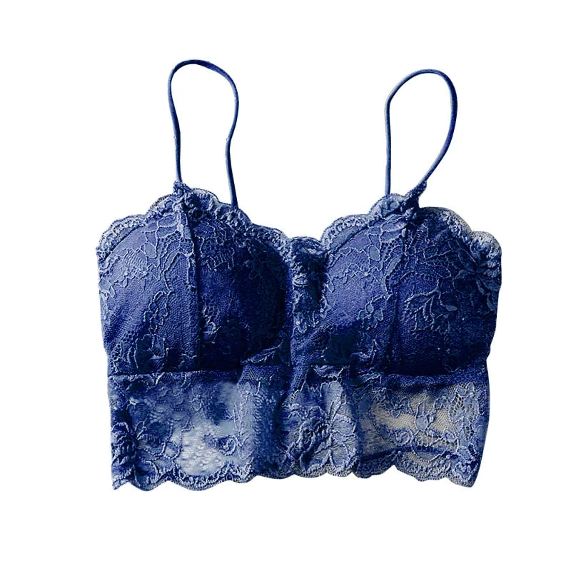 Women's Lace Bralette Zipper Crop Top