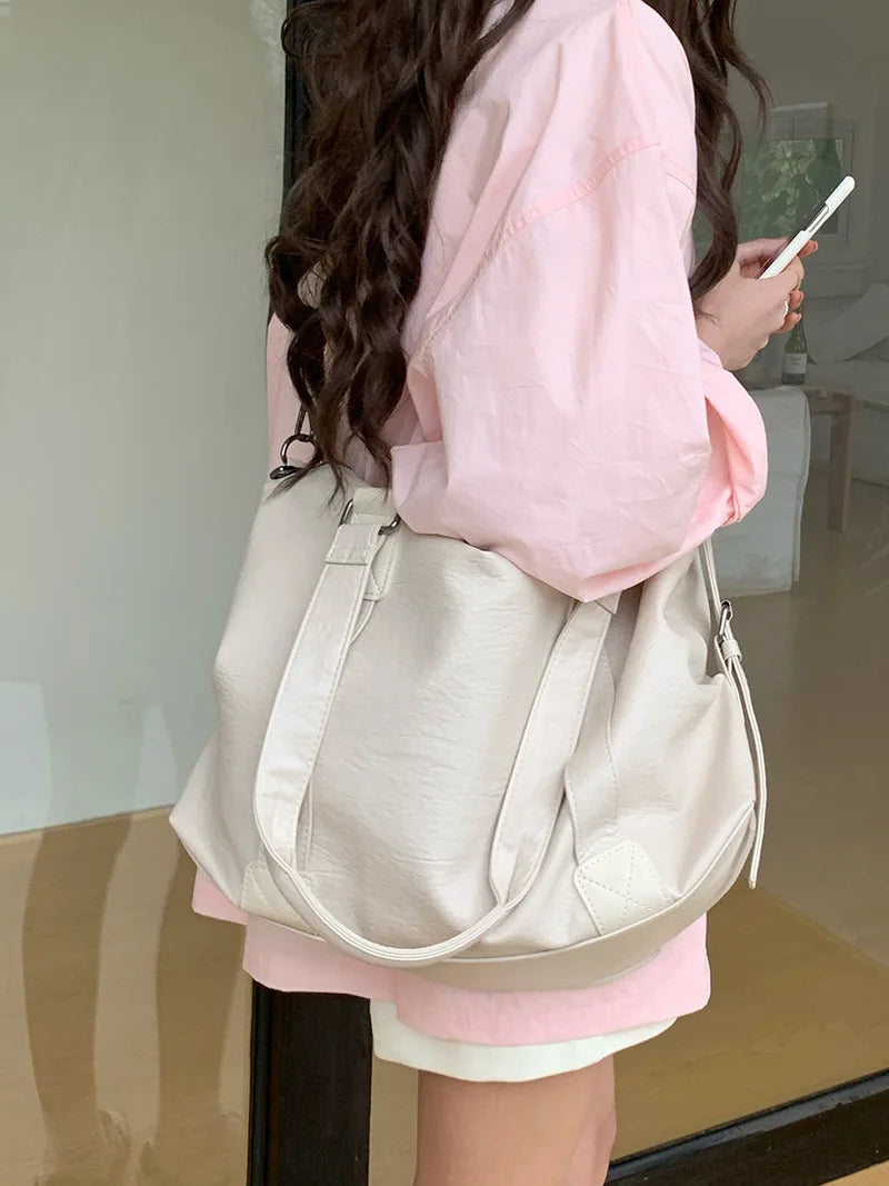 Women's Leather Vintage Shoulder Messenger Bag - Solid Simplicity Handbag
