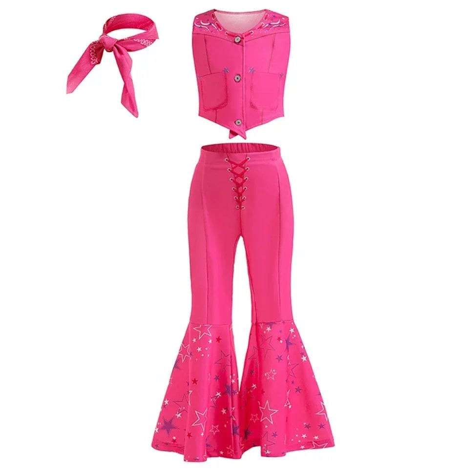 Girls Cowgirl Dress Girls Costume for Kids Girls Cosplay Birthday Party Princess Pink Halloween Carnival For Girls Top Trousers - lily supply