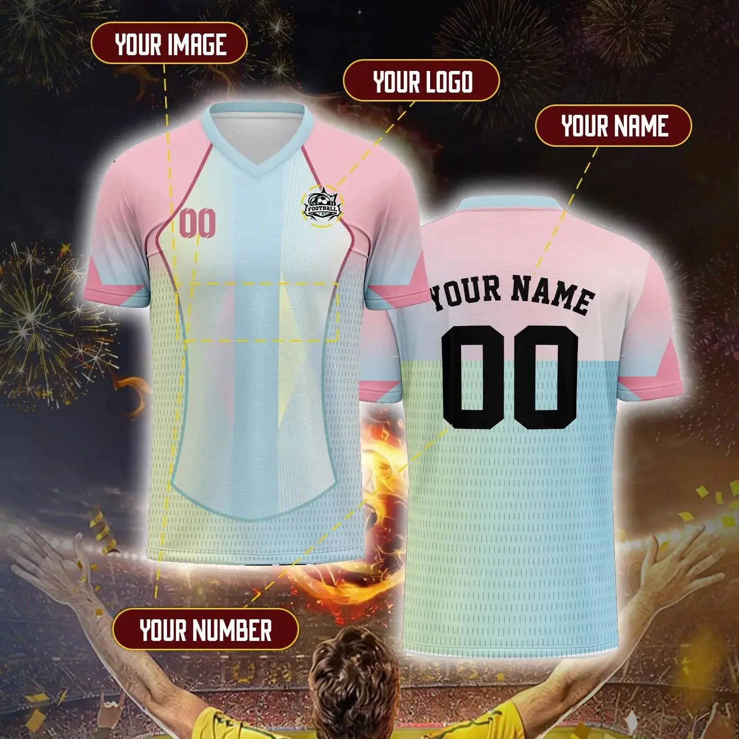 Custom Soccer Jersey – Uruguayan Liga Design with Name & Number - lily supply