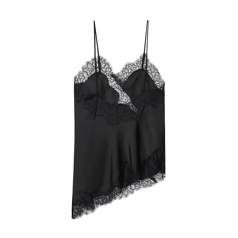 Women's Black Lace Backless Camisole Top
