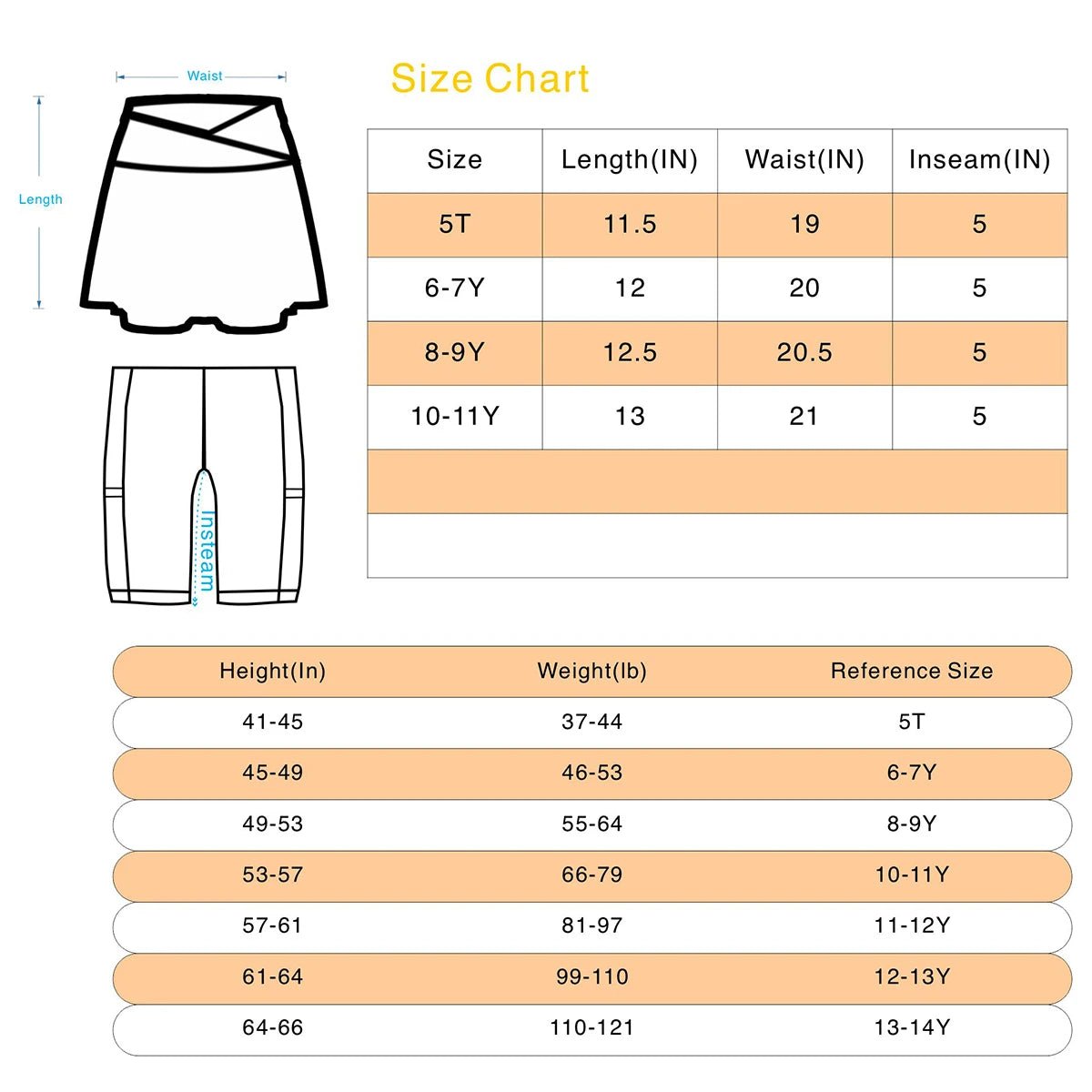Girls Tennis Athletic Skirt with Side Pocket Shorts High Waist Active Skort for Girls Kids Teen FW103 - lily supply