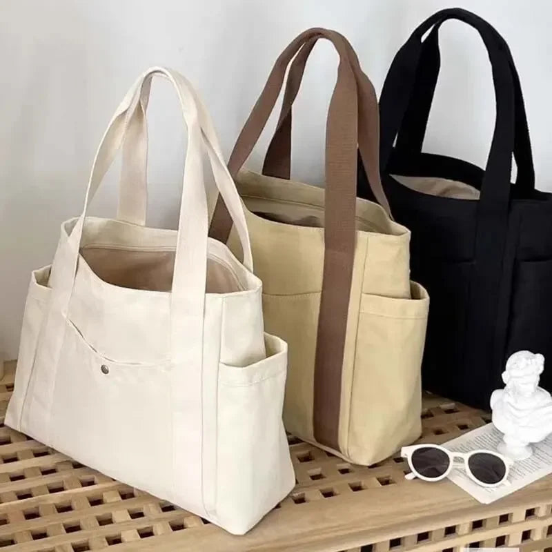 Large Capacity Canvas Tote Bag - Commuter Art Student Shoulder Bag