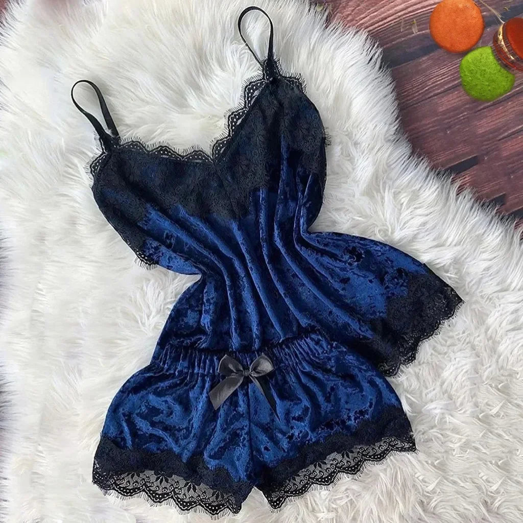 Women's Satin Lace Pyjama Set