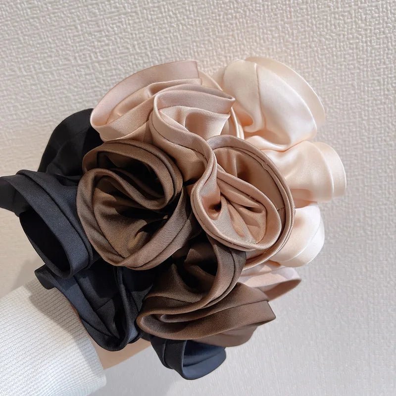 Korean Big Size Ruffle Scrunchie - Elegant Ribbon Updo Hair Ties - lily supply