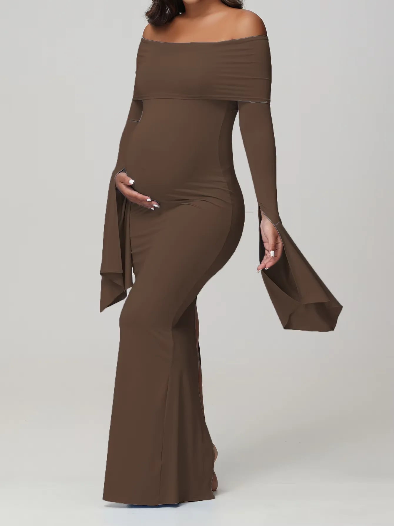 Women's Maternity Off Shoulder Maxi Gown