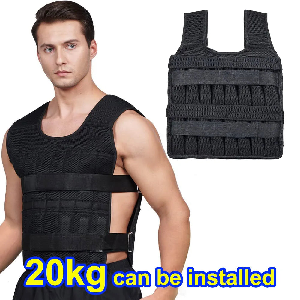Adjustable 20KG Weighted Training Vest - Strength Endurance Running Fitness Jacket