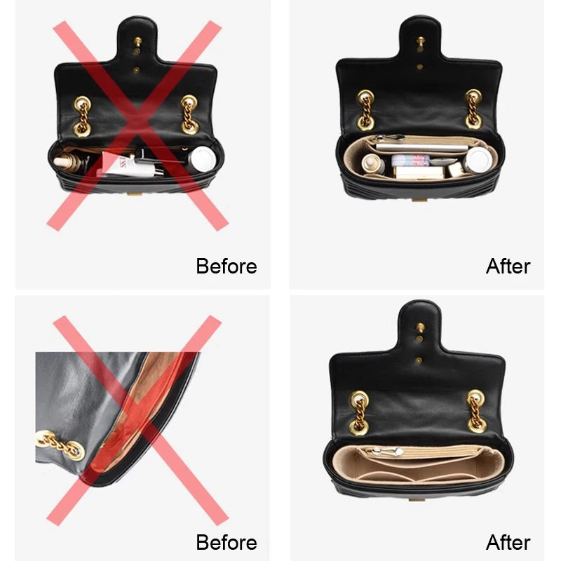 Bag Organiser Insert Liner - Multi-Pocket Small Tote Inner Bag