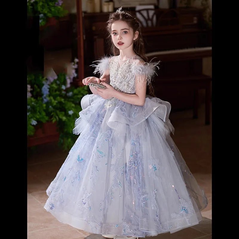 Girls Luxury Evening Princess Dress | Piano Performance Catwalk Costume Ages 7 - 13Y - lily supply