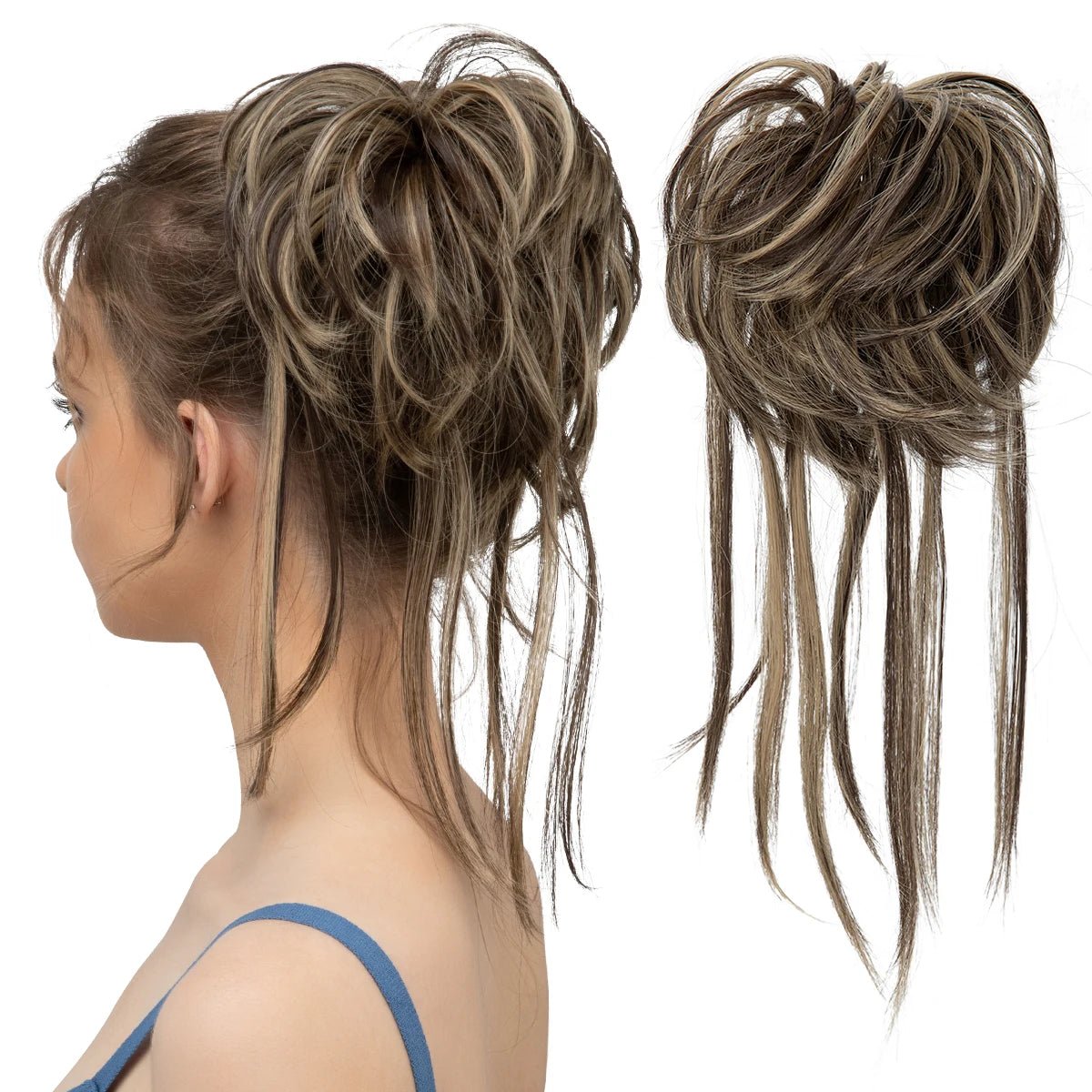 Synthetic Curly Messy Bun Hairpiece - Elastic Chignon Updo Donut - lily supply