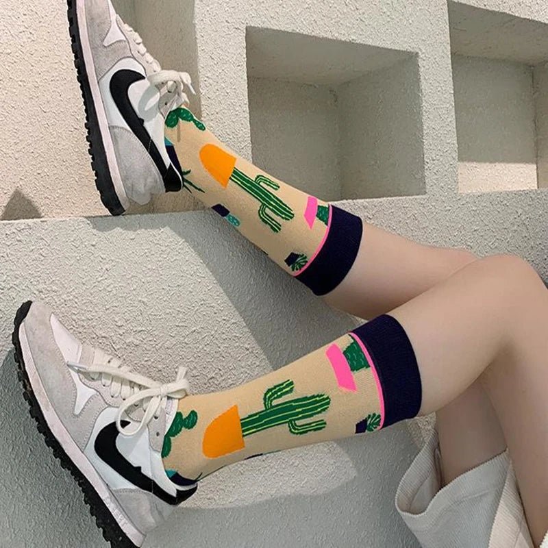 Women's Plant, Hedgehog & Sloth Print Socks – Trendy Casual Socks - lily supply