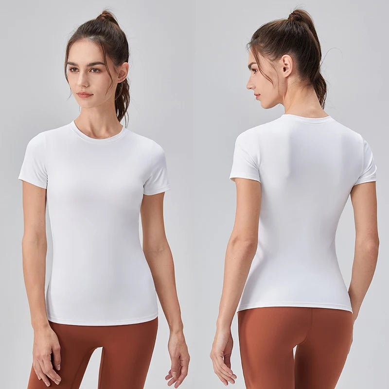 2024 Women Sports Shirt Tight Yoga top Quick Dry Gym Top Outdoor Short Sleeve Running Sportswear Women T-shirts - lily supply